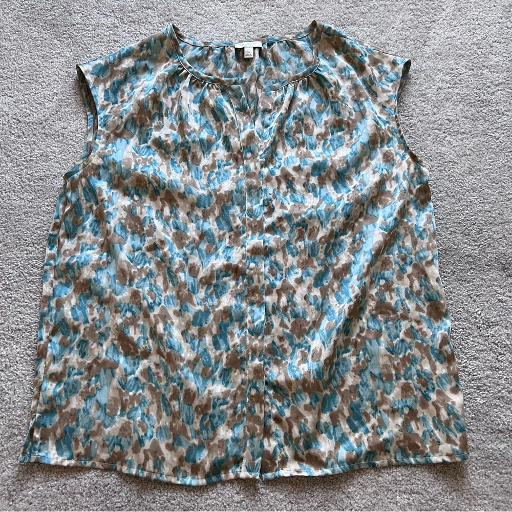 Talbots Sleeveless Abstract Pattern Summer Blouse